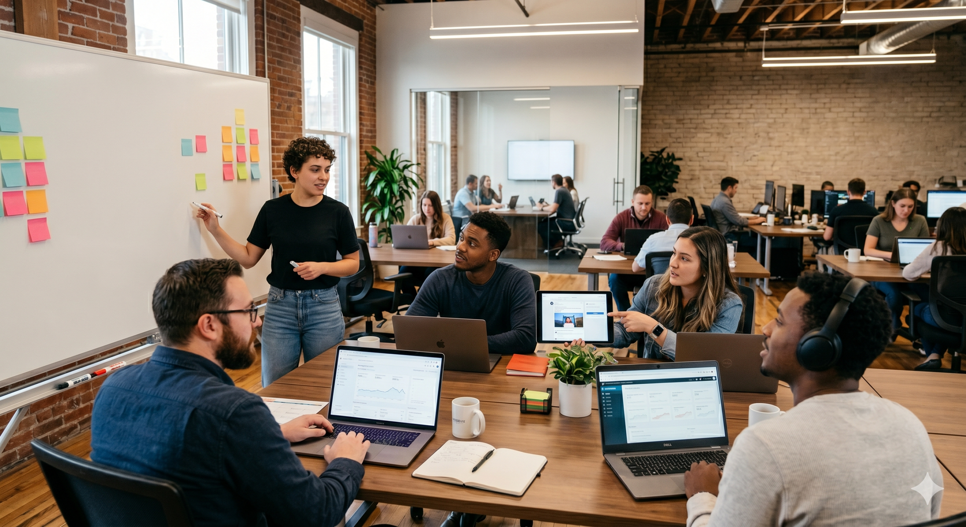 Marketing team reviewing campaign dashboards and strategy notes to understand how to know if your marketing agency is working